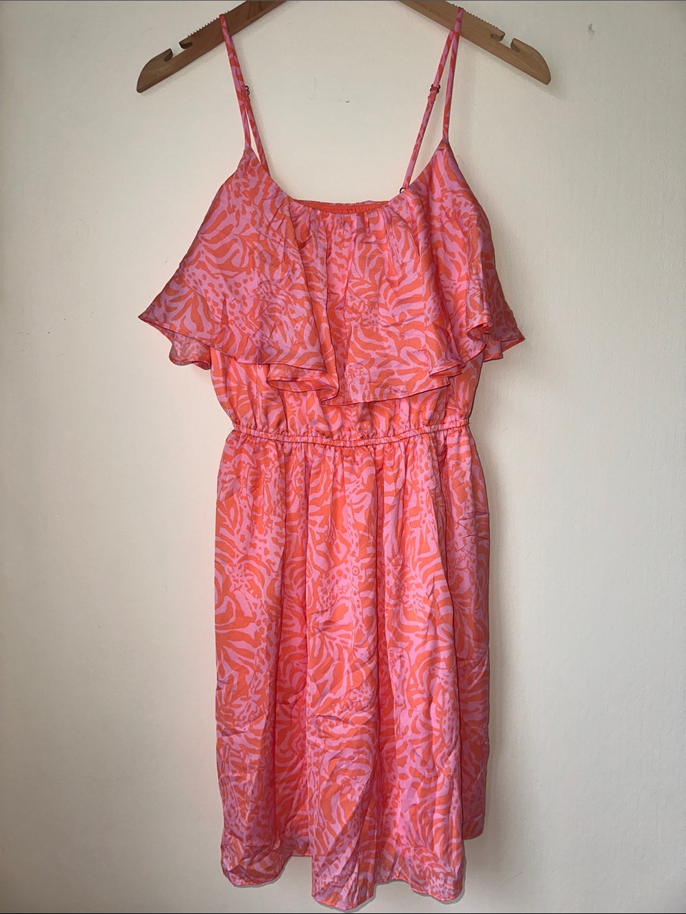 Lilly Pulitzer for Target Pink & Coral Ruffle Sundress w/ Giraffe & Leaf Print